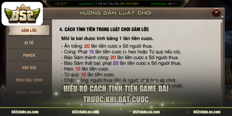 Hiểu rõ cách tính tiền game bài trước khi đặt cược